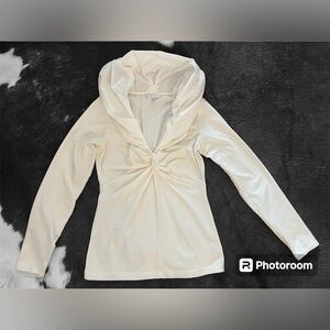 3/$25 🔥  Cabi Taffeta collar long sleeve top white evening elegant M